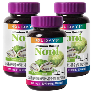 假期高級諾麗片, 120顆, 3罐