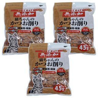 PET EAT 無添加 柴魚片 貓零食 45g, 鰹魚, 3包