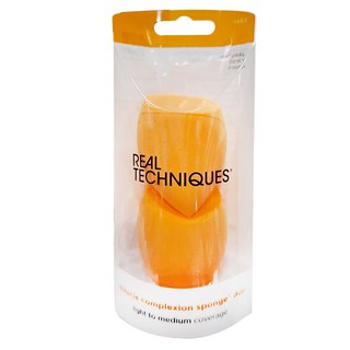 Real Techniques 斜角美妝蛋 2入組，展現3D光彩肌膚，完美遮蓋毛孔，持久貼合，適用於粉底液和BB霜, 橘色, 1盒