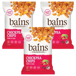 bains wholefoods 鷹嘴豆脆片 香辣萊姆風味, 100g, 3包