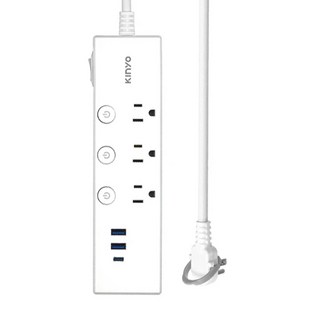 Kinyo 四開三插PD延長線 3孔, 1.8m, 白色, 1個