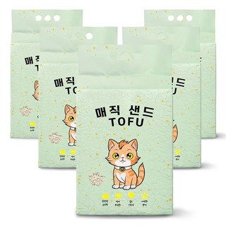 메디펫 매직 응고형 고양이 두부모래 가는입자, 10L, 5개, 녹차향