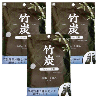 KOKUBO 小久保 竹炭除臭包 鞋子用 吸濕 防潮 除濕 100g x 2包 Set, 200g, 3袋