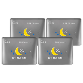 icon 愛康 超引力涼感衛生棉, 夜用型(28cm), 7片, 4包