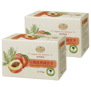 Magnet 曼寧 有機蜜桃國寶茶 無咖啡因 清甜蘋果與水蜜桃香, 2g, 20包, 2盒