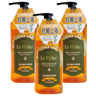 Le Pichet 髮職人 綠竹蜂膠抗屑洗髮精 舒緩調理頭皮 減少頭皮屑困擾 溫和潔淨頭髮, 500ml, 3瓶