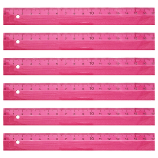 Raymay 藤井 細長直尺 17cm, 粉色, 6支