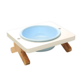 Catfeet 木製高叉單碗組 天然實木製碗架 密胺材質碗, 藍色, 1組