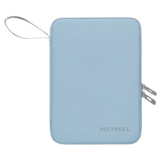 POLYWELL 寶利威爾 平板防撞防水收納包 緩衝泡綿內襯 PU材質防撥水 全開拉鍊 多種尺寸 適用iPad PW15-T65-0839, 霧霾藍, 1個