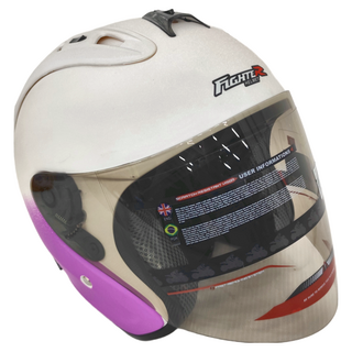 普通型露臉式機車防護頭盔 含一層護目鏡 R3-A6, 白紫色