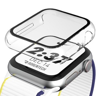 로랜텍 애플워치 호환 풀커버 강화유리 액정보호 케이스, 투명, 1개