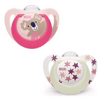 NUK 夜光安撫奶嘴 2件組 星星日夜款, 粉紅色, S3(18~36個月), 1套