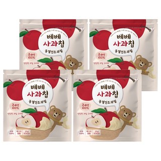 bebe貝兒 冷凍乾燥水果 蘋果 韓國產, 4包, 15g