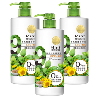 MEKELONG 金美克能 抗屑洗髮乳 強健配方 喜馬拉雅山野薄荷 紅花籽+葵花 9°C沁涼淨化, 750ml, 3瓶