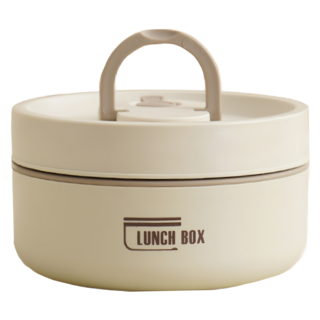 304不鏽鋼微波保溫便當 420ml/550ml 深咖/深藍 可微波爐加熱, 米白, 1個