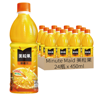 Minute Maid 美粒果 柳橙汁 果汁10%, 450ml, 24瓶