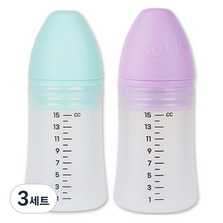 지엠팜 쏘옥 실리콘 투약병 2종 세트 15ml 민트 퍼플, 3세트