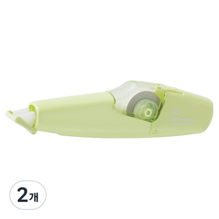 델리 LONGREEN 펜타입 수정테이프 5mm x 6m, 그린, 2개