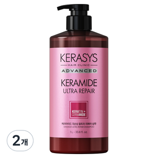 케라시스 케라마이드 극손상 울트라 리페어 샴푸, 1L, 2개