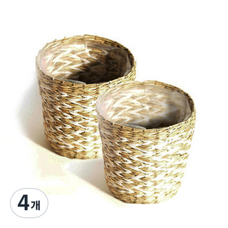 도시정원 라탄 왕골 투톤 돗자리 바구니 중, 4개