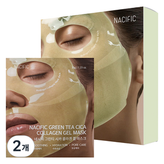 NACIFIC 綠茶積雪草膠原蛋白凝膠面膜, 2盒, 4片