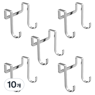 Y-Hop 多用途不鏽鋼門後掛鉤, 銀色, 10個