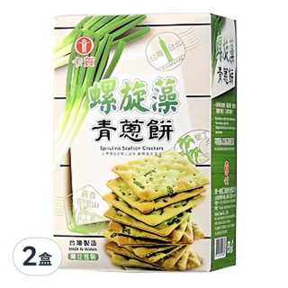 卡賀 台灣青蔥螺旋藻餅乾 健康酥脆 獨立包裝, 160g, 2盒