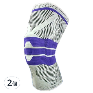 AOLIKES 奧力克斯 彈簧護膝 矽膠減震透氣 男女通用, XXL(32 x 20 x 18cm), 2個, 灰色'+ 紫色