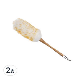 NATURE LIVING 羊毛除塵撢 柔軟細緻 耐用原木手把, 白色 + 棕色, 2支