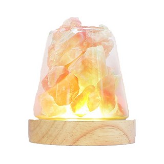 Mass 富士山水晶擴香鹽燈, 手工雕琢水晶, 質感非凡, USB電源, 700克, 杯身10 x 10cm, 粉水晶