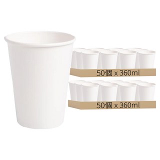 公版冷熱共用杯 紙杯 360ml 90 x 110mm 白色, 50個, 2組