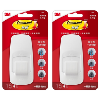 3M Command 無痕 超大型掛鉤 17004, 白色, 2個