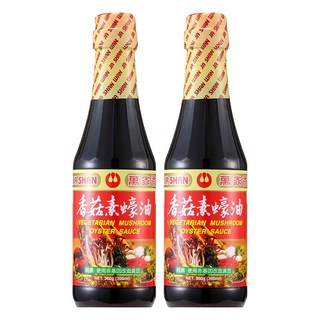 萬家香 香菇素蠔油 玻璃瓶包裝 嚴選台灣埔里香菇研磨粉 純釀造工藝 不添加化學醬油、焦糖色素、味精, 360g, 2瓶