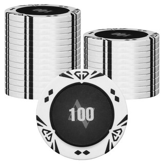 AAHM 鑽石撲克籌碼 100 25入, 白色, 1套