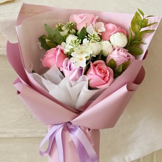 센트바스켓 조화 벨로아 가든 비누꽃 꽃다발, 퍼플, 1개