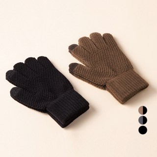 Carat 男女通用鬆餅格紋智慧觸控保暖手套 2件組