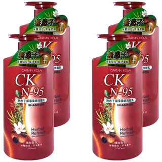 CARVIN KOLAI 卡汶克萊 無患子潔淨柔順洗髮乳 草本香芬 保養頭皮, 1L, 4瓶