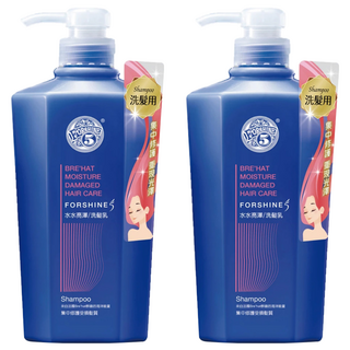 芙夏妮 水水亮澤洗髮乳 清透型, 海洋進化保濕因子 深度修護受損髮, 550ml, 2瓶