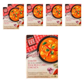 KITCHEN 88 泰式紅咖哩雞即食調理包, 新鮮天然食材, 無防腐劑, 輕鬆加熱, 200g, 6盒