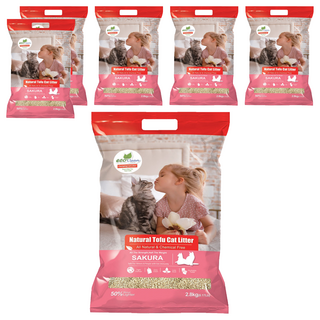 ECO Clean 天然草本輕質型豆腐貓砂, 2.8kg, 6包, 櫻花