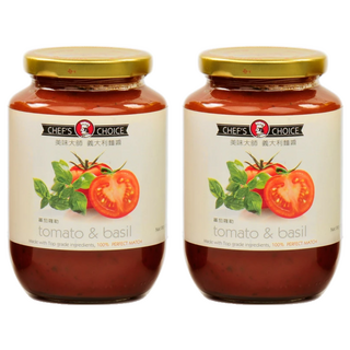 CHEF'S CHOICE 美味大師 義大利麵醬 蕃茄羅勒 新鮮原料, 470g, 2罐
