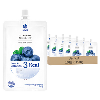 Jelly.B 低卡蒟蒻果凍 藍莓味, 無糖, 飽腹感, 3 Kcal, 150g, 10包