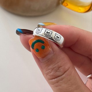 Stone Jewelry 925純銀三隻熊開口戒指