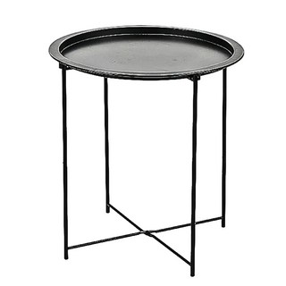 京太陽 鐵藝茶几小圓桌 高強度鋼架 堅固耐用 47cm, 黑色