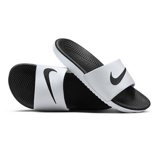 NIKE 耐吉 兒童款 KAWA SLIDE GS/PS 運動拖鞋 819352-100, 黑色 + 白色, 24cm