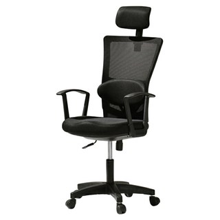 BareunLab 姿勢矯正學習辦公電腦椅 頭枕腰靠款 人體工學設計 透氣網布 可調節高度, 黑色