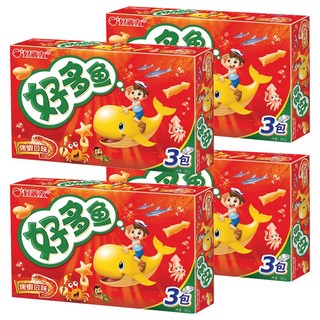 ORION 好麗友 好多魚餅乾 烤蝦口味, 90g, 4盒