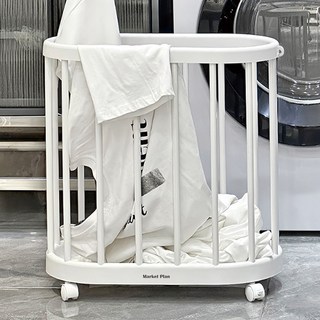 마켓플랜 슬리밍 이동식 다용도 빨래 바구니, 화이트