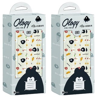 宏瑋 一般醫療口罩 未滅菌 奧樂雞 17.5 x 9.5cm, 10個, 2盒, 滿版黃底款