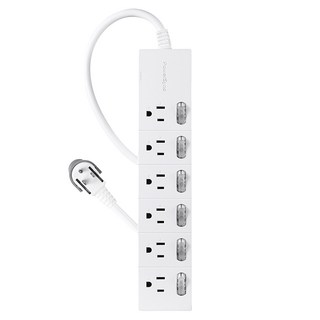 PowerSync 群加 7開6插防雷擊延長線 TS76T918 450g, 1.8m, 白色, 1條